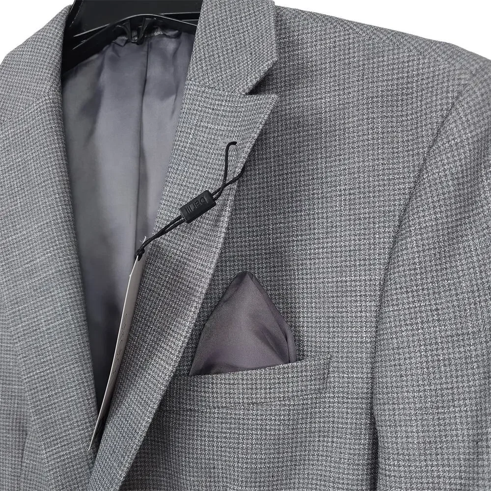 Bar III Mens Slim Fit Sport Coat Blazer 38R Grey Micro Check Stretch NWT